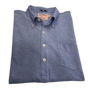 Brooks Brothers Men’s Blue W/ Striped Collar Rugby / Polo Shirt Mens XL EUC